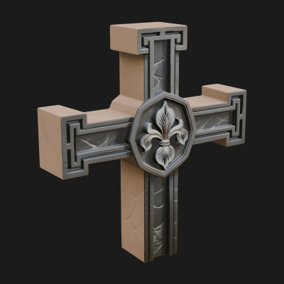 Carved Relief Wall Cross Design 527 3D Print Model
