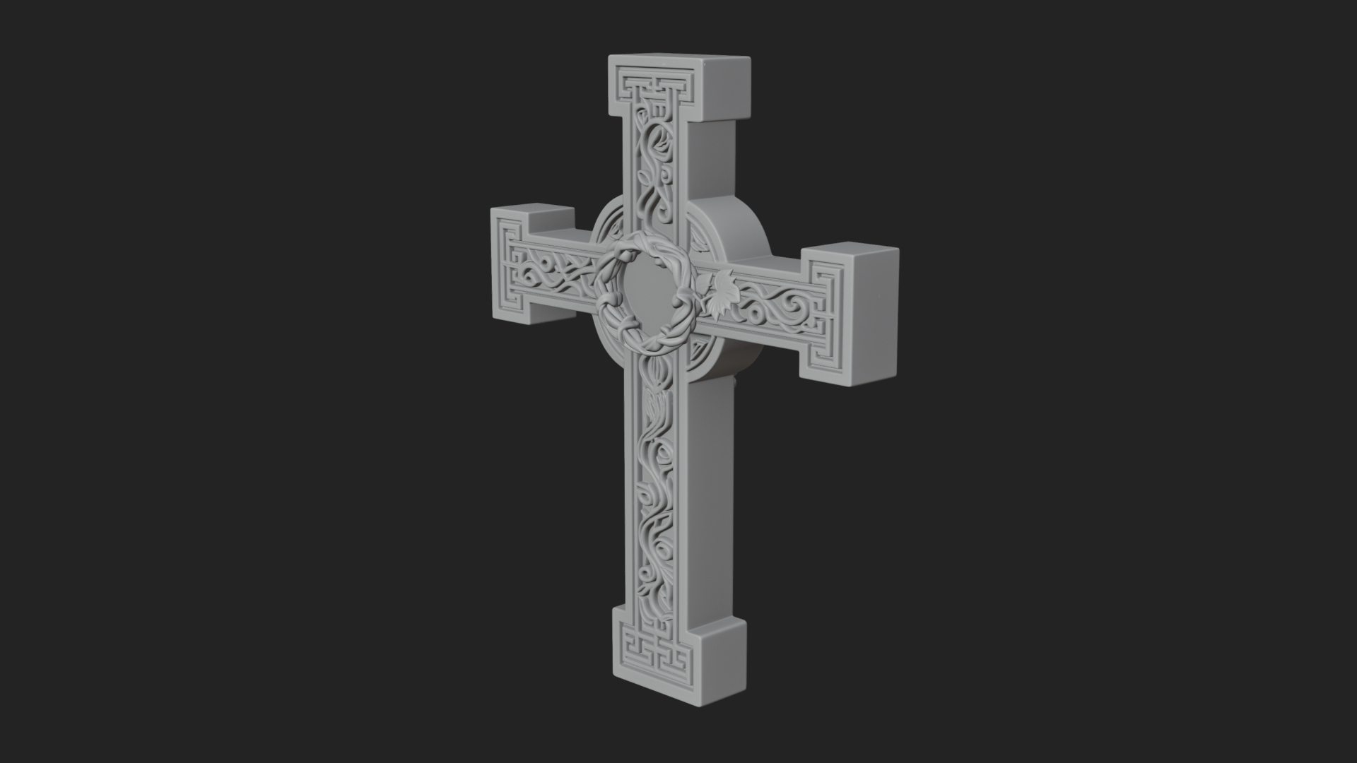 Carved Relief Wall Cross Design 529 3D Print Model 3D Model