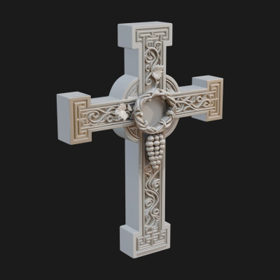 Carved Relief Wall Cross Design 529 3D Print Model