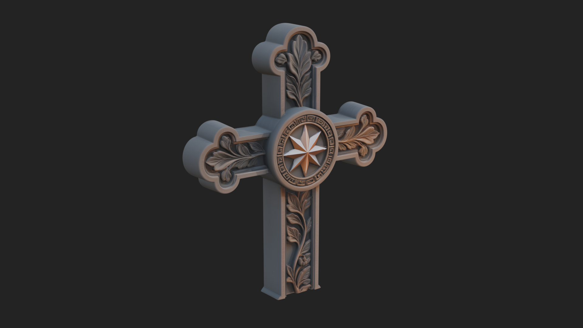 Carved Relief Wall Cross Design 53 3D Print Model 3D Model