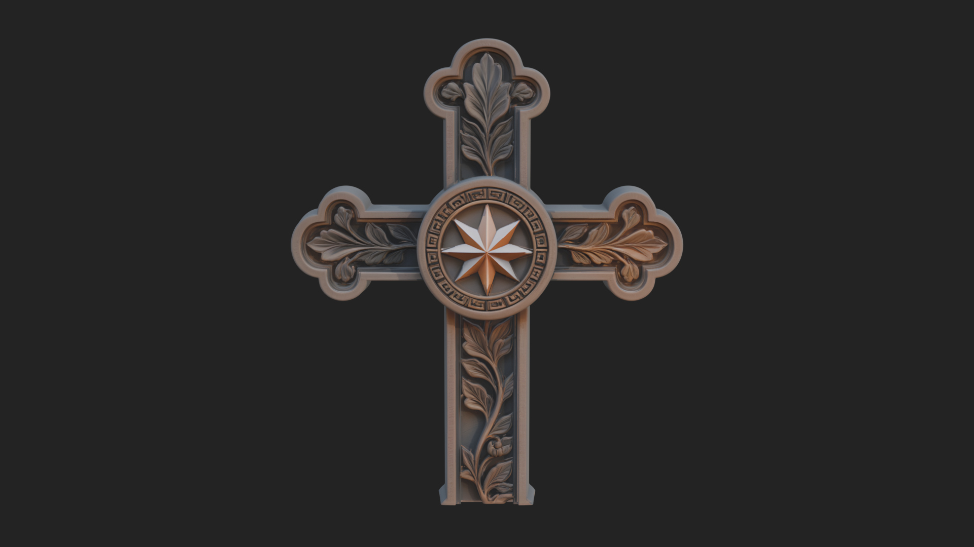 Carved Relief Wall Cross Design 53 3D Print Model 3D Model