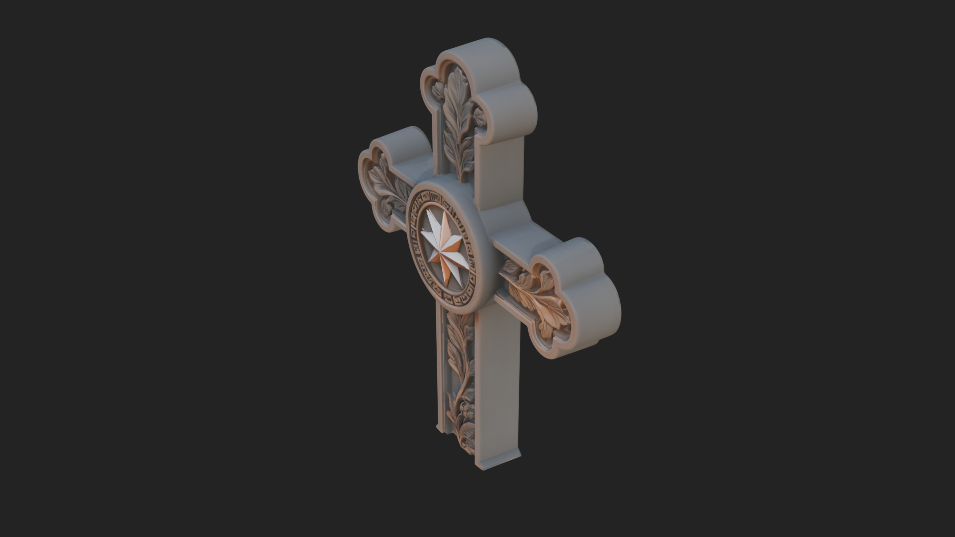 Carved Relief Wall Cross Design 53 3D Print Model 3D Model