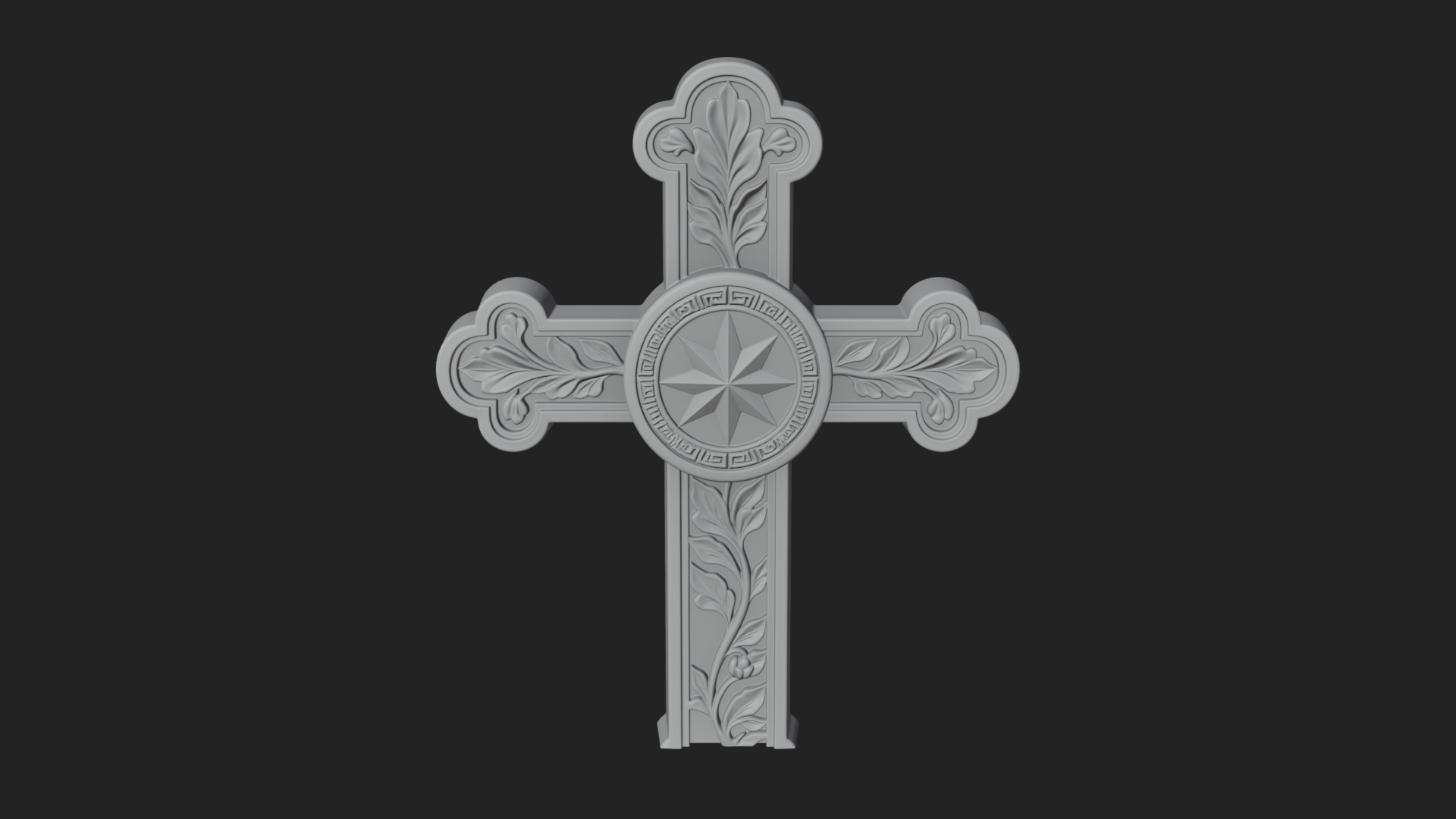 Carved Relief Wall Cross Design 53 3D Print Model 3D Model