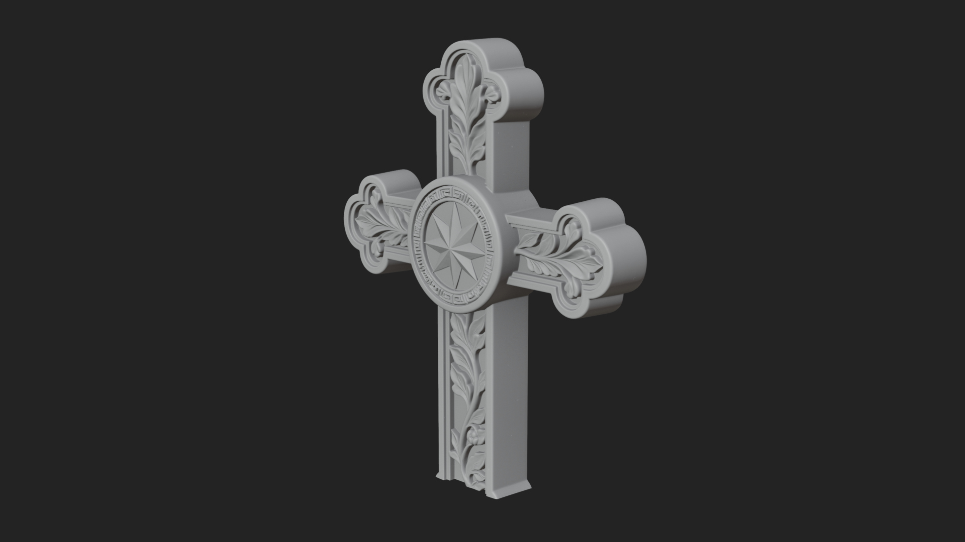 Carved Relief Wall Cross Design 53 3D Print Model 3D Model