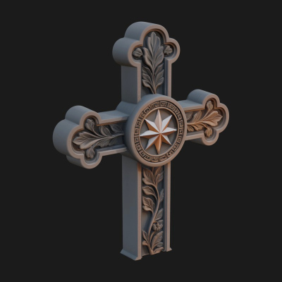 Carved Relief Wall Cross Design 53 3D Print Model