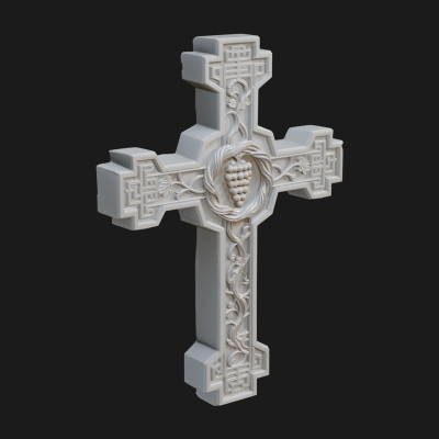 Carved Relief Wall Cross Design 532 3D Print Model