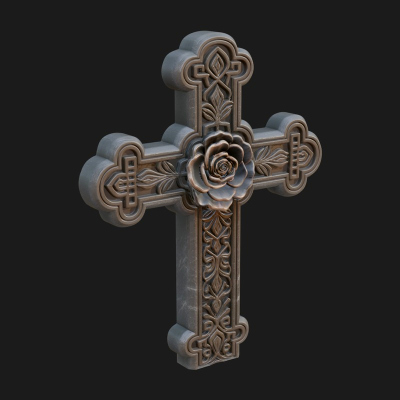 Carved Relief Wall Cross Design 538 3D Print Model
