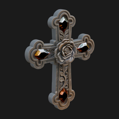 Carved Relief Wall Cross Design 539 3D Print Model