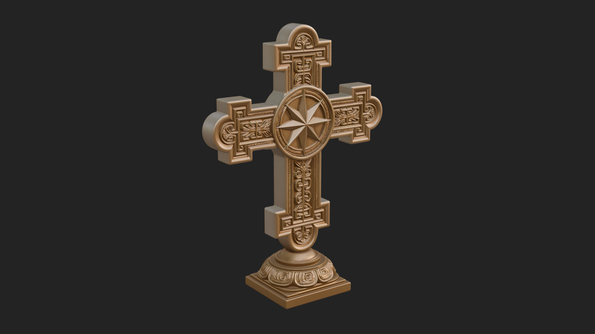 Carved Relief Wall Cross Design 54 3D Print Model 3D Model