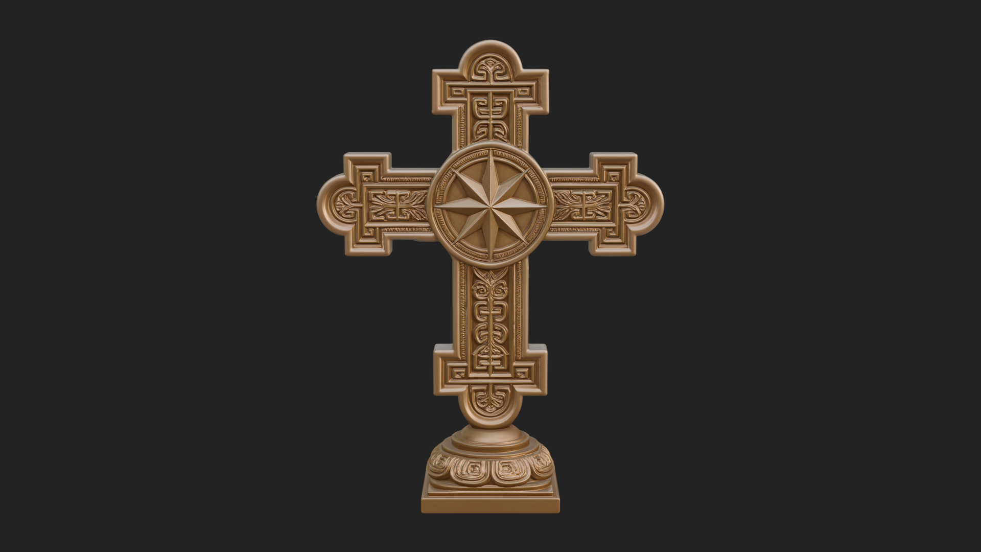 Carved Relief Wall Cross Design 54 3D Print Model 3D Model
