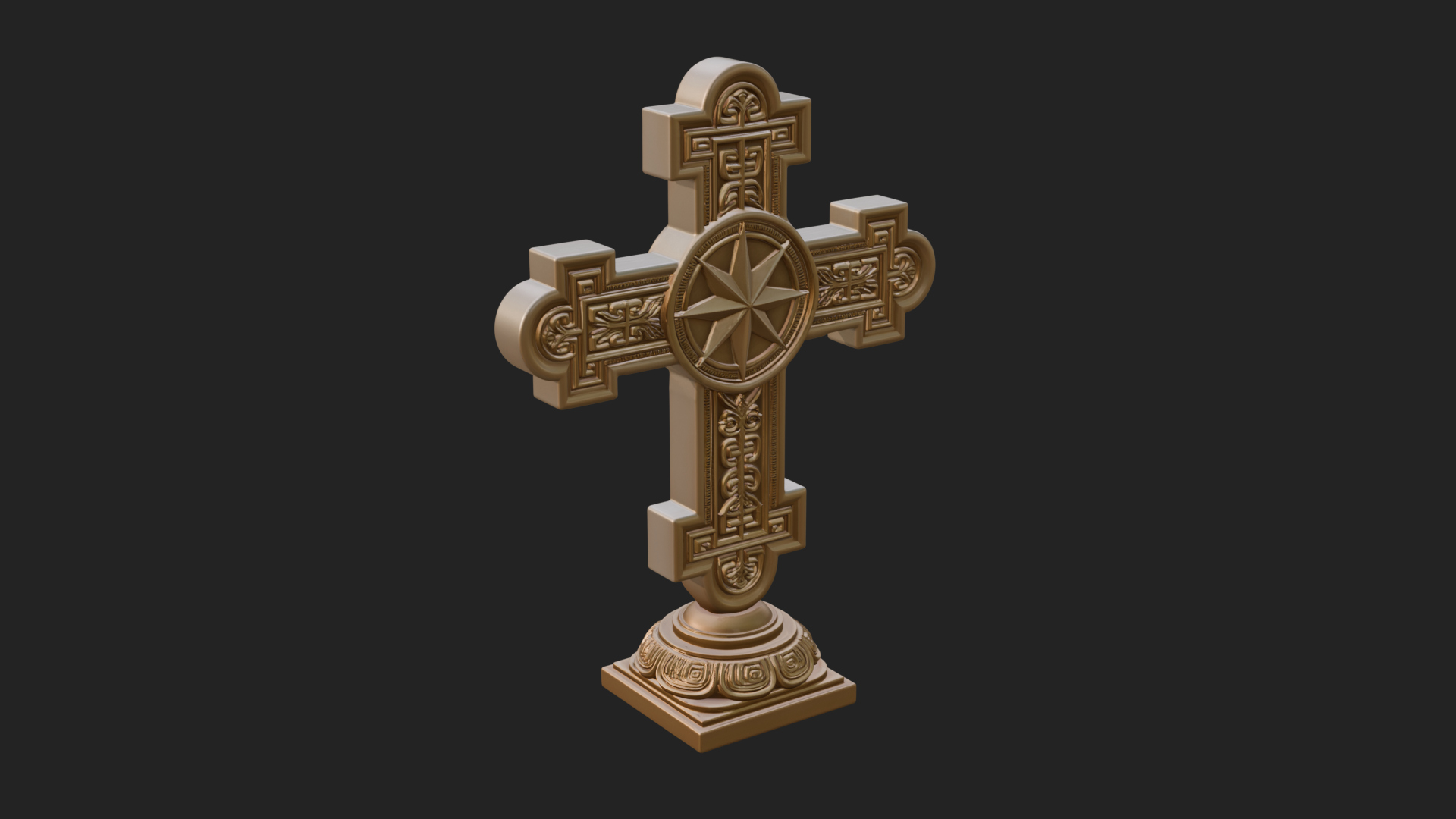 Carved Relief Wall Cross Design 54 3D Print Model 3D Model