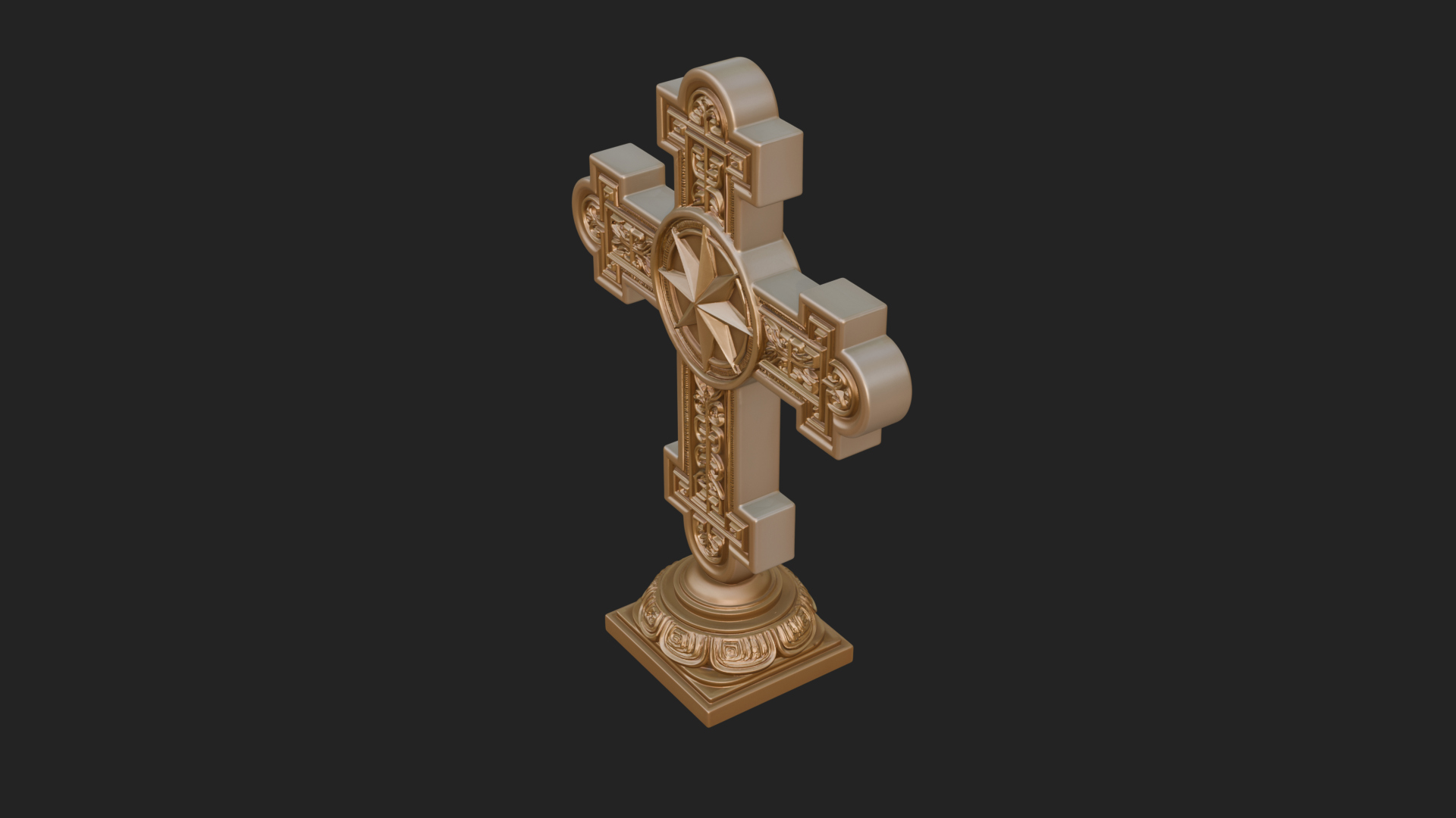 Carved Relief Wall Cross Design 54 3D Print Model 3D Model