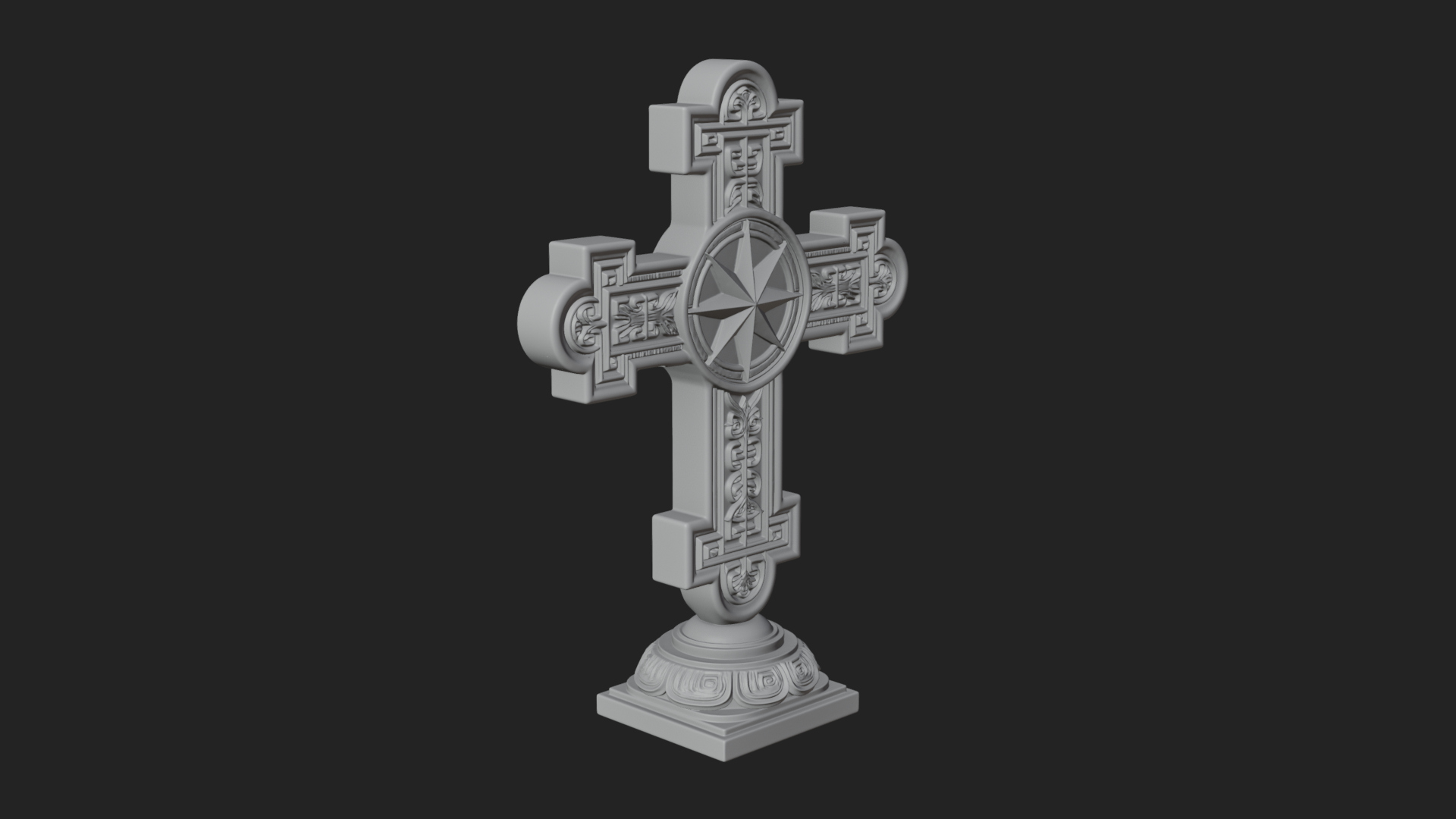 Carved Relief Wall Cross Design 54 3D Print Model 3D Model