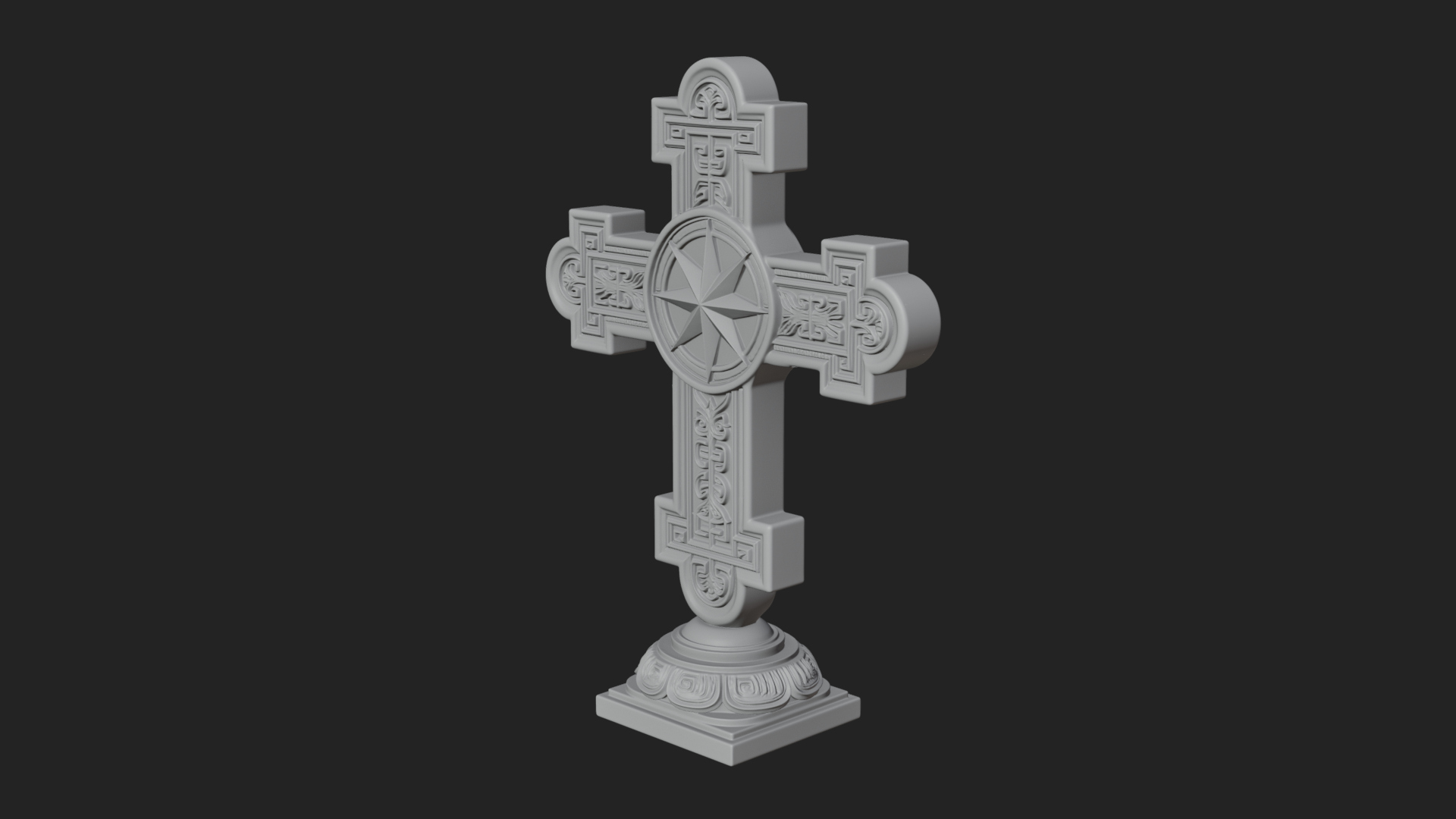 Carved Relief Wall Cross Design 54 3D Print Model 3D Model