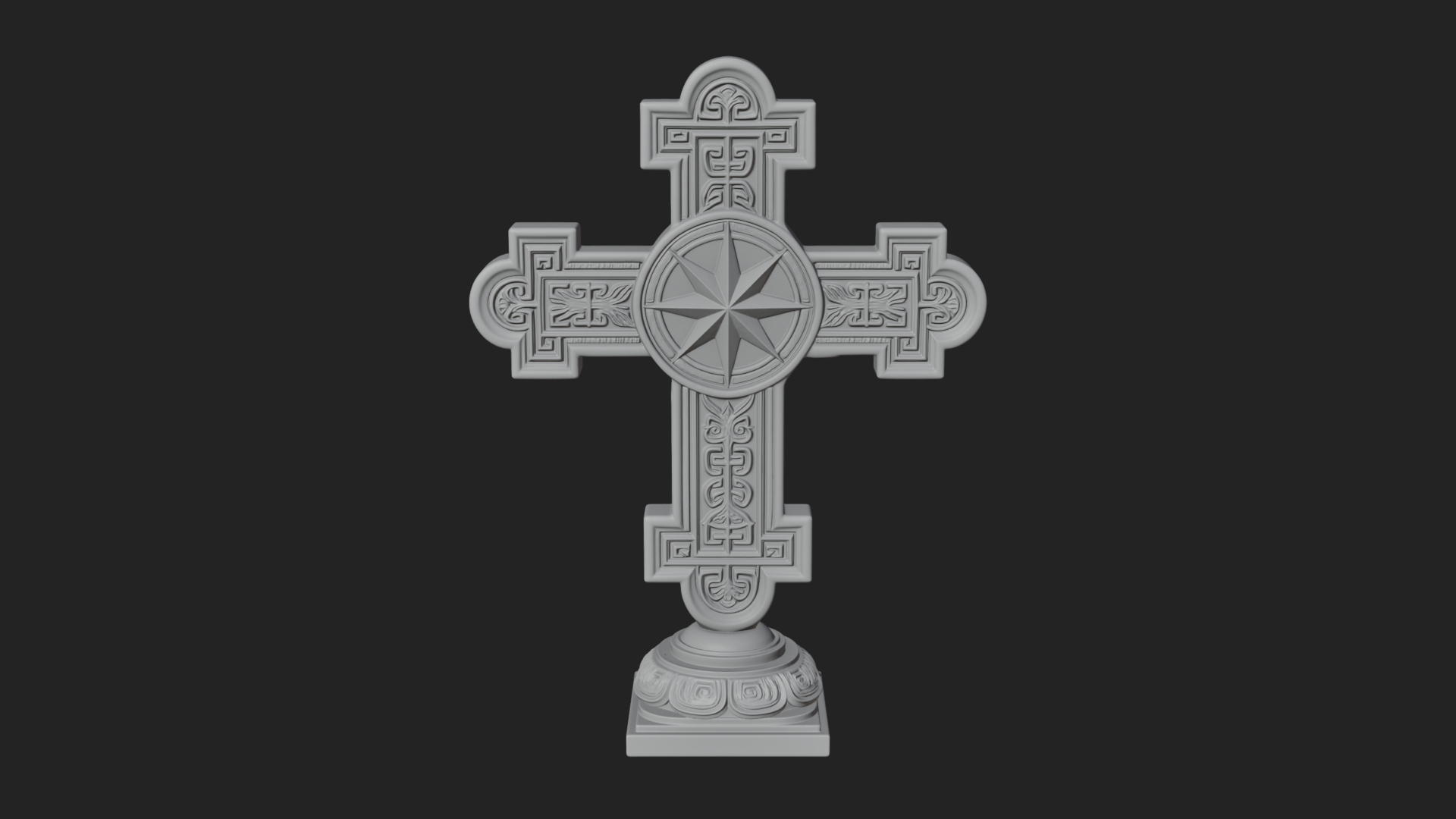 Carved Relief Wall Cross Design 54 3D Print Model 3D Model