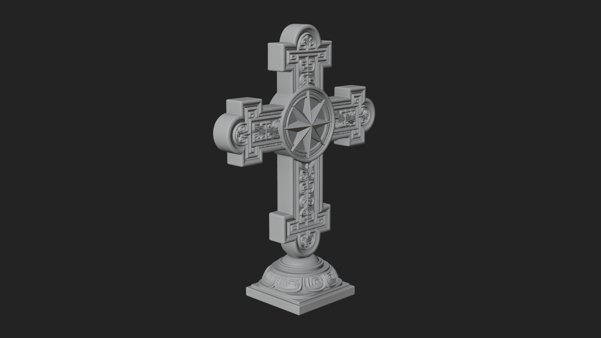 Carved Relief Wall Cross Design 54 3D Print Model 3D Model