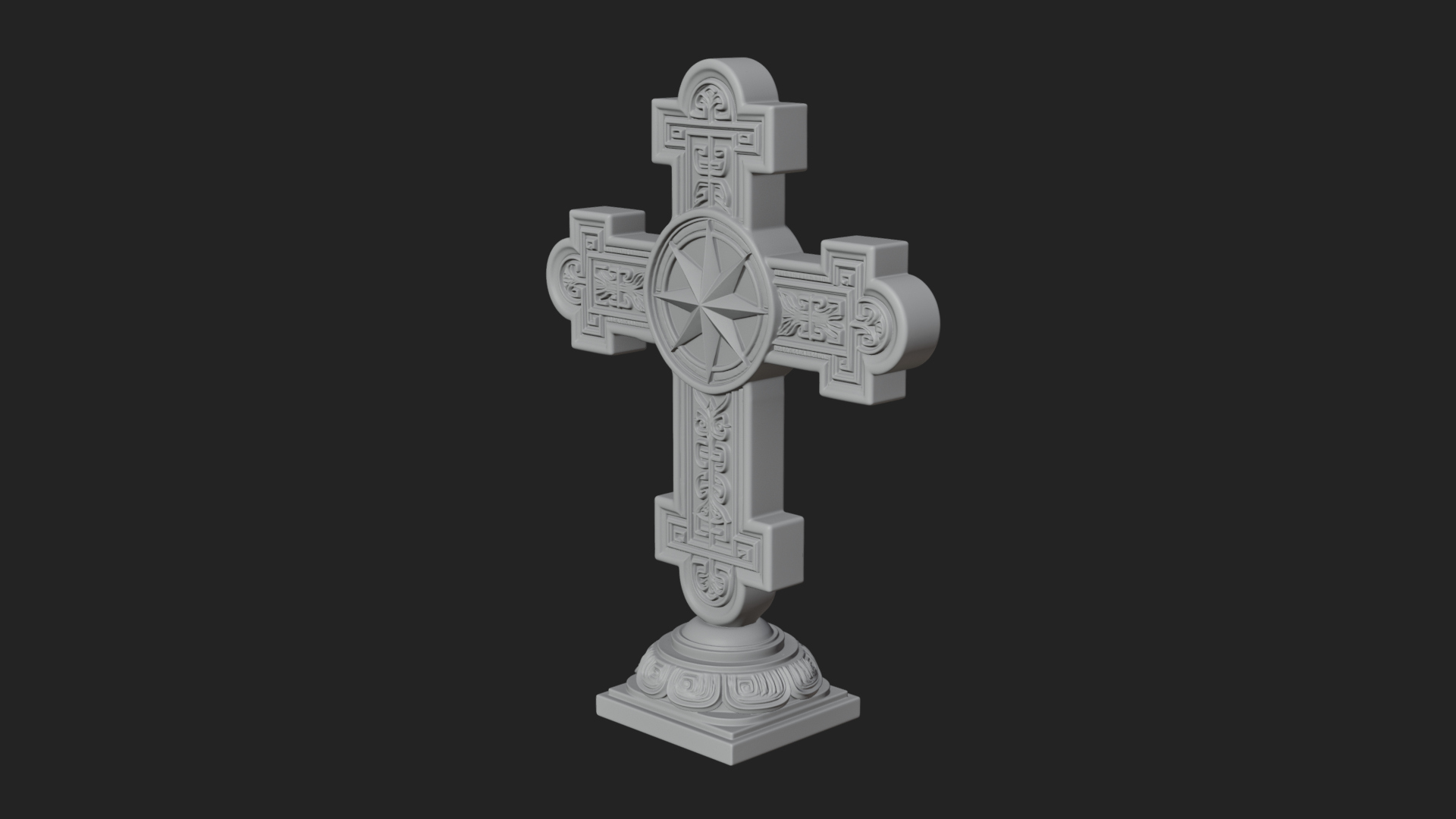 Carved Relief Wall Cross Design 54 3D Print Model 3D Model