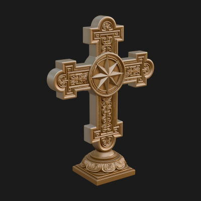 Carved Relief Wall Cross Design 54 3D Print Model