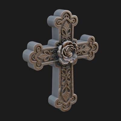 Carved Relief Wall Cross Design 540 3D Print Model