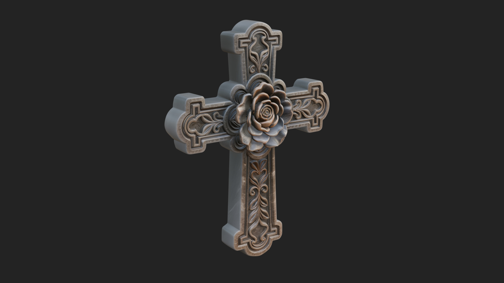 Carved Relief Wall Cross Design 541 3D Print Model 3D Model