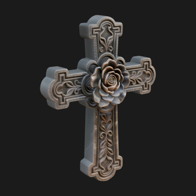 Carved Relief Wall Cross Design 541 3D Print Model
