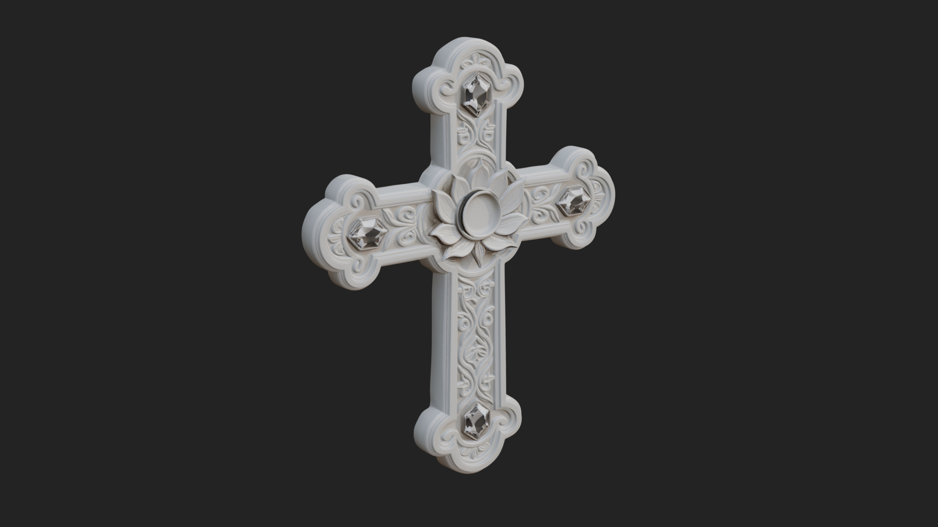 Carved Relief Wall Cross Design 542 3D Print Model 3D Model