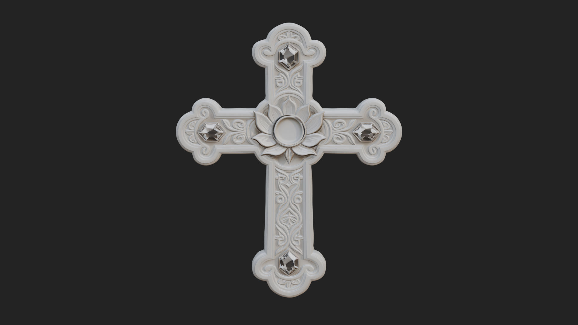 Carved Relief Wall Cross Design 542 3D Print Model 3D Model