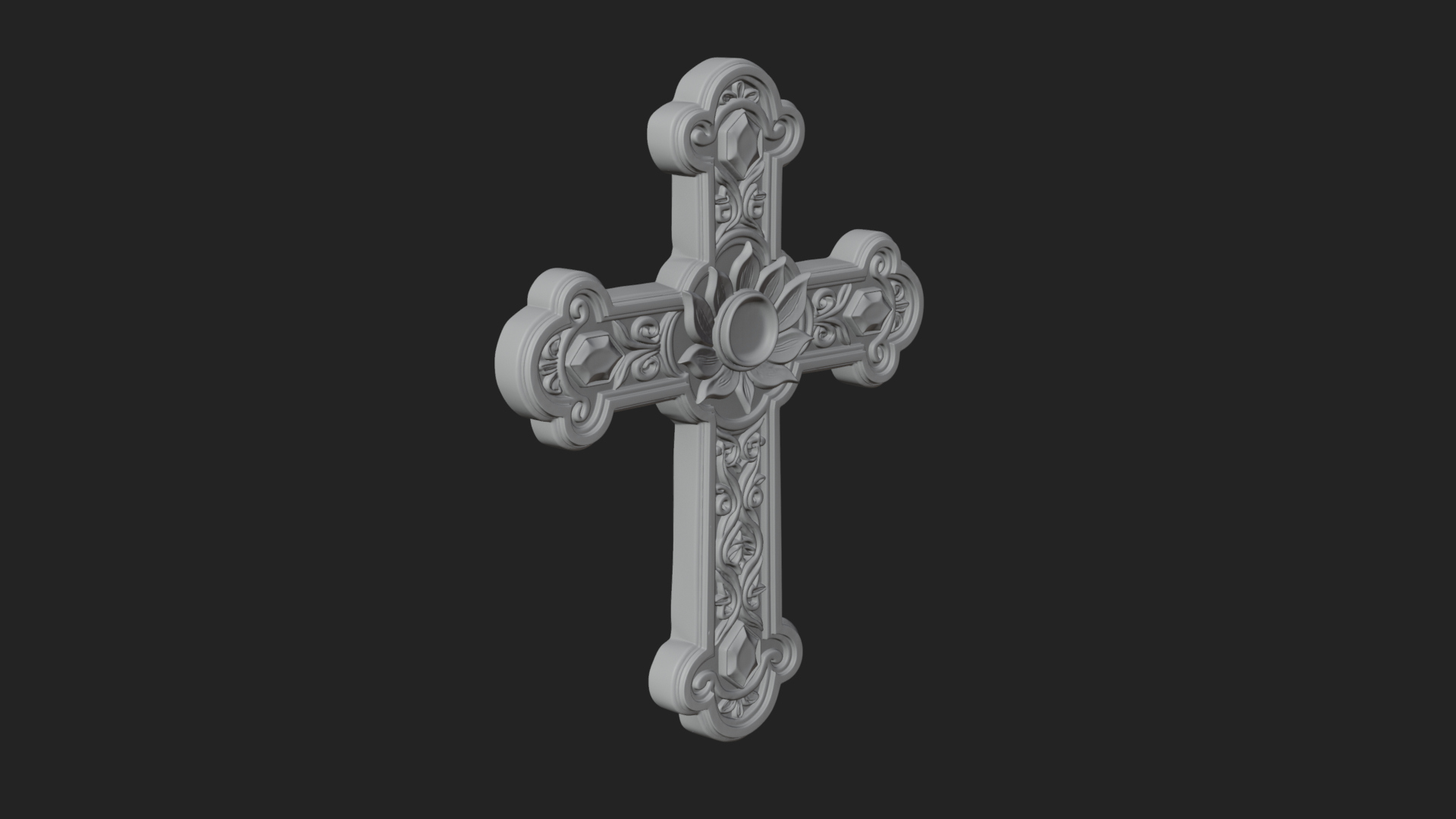 Carved Relief Wall Cross Design 542 3D Print Model 3D Model