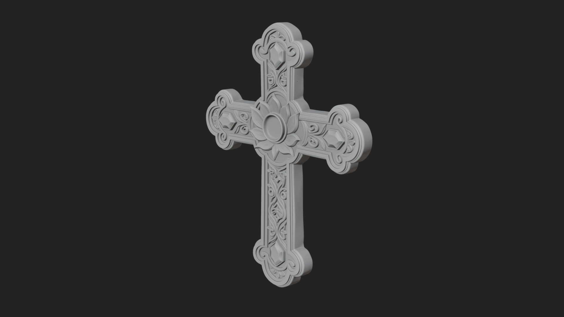 Carved Relief Wall Cross Design 542 3D Print Model 3D Model