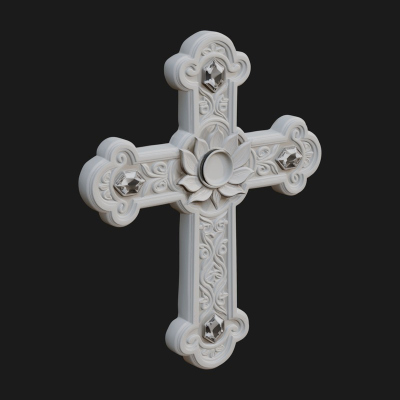 Carved Relief Wall Cross Design 542 3D Print Model