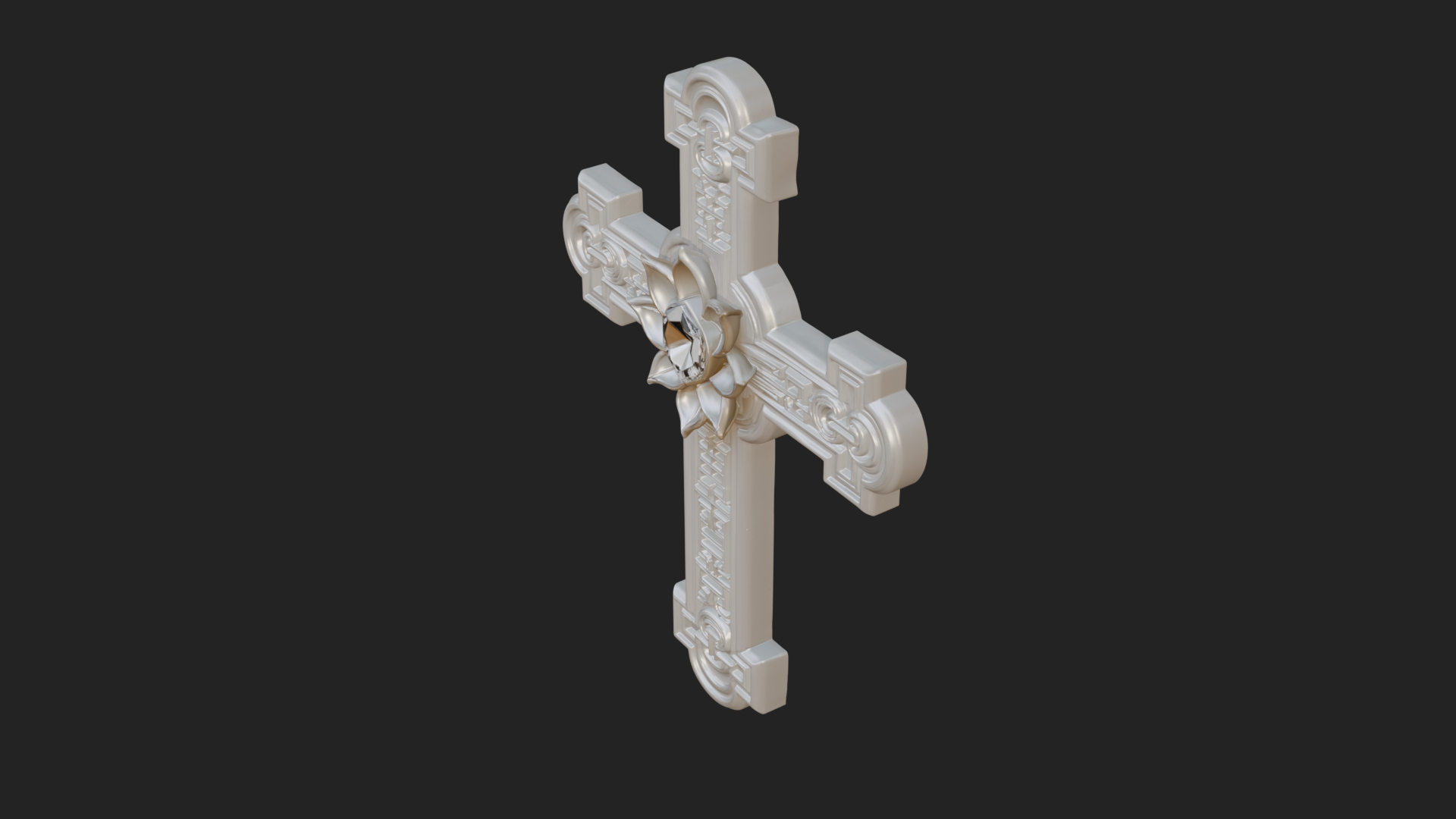 Carved Relief Wall Cross Design 543 3D Print Model 3D Model