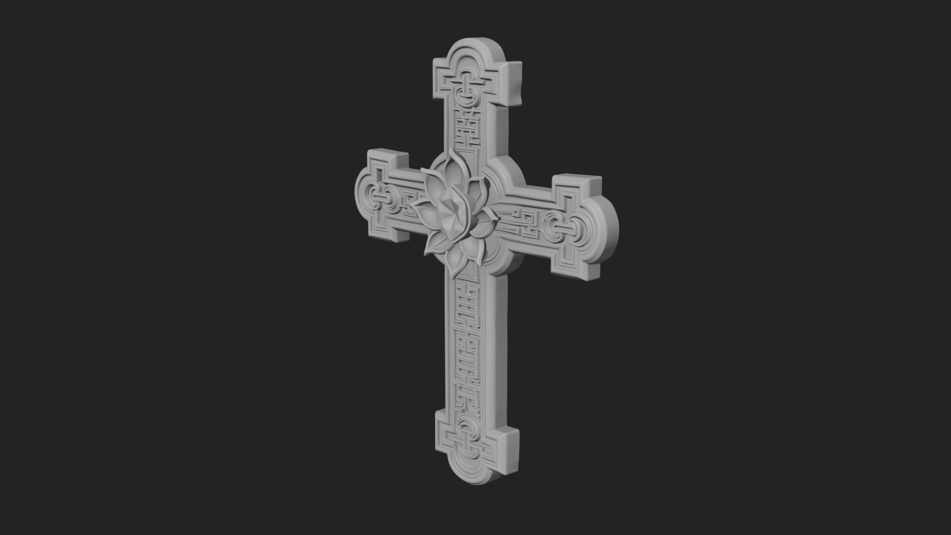 Carved Relief Wall Cross Design 543 3D Print Model 3D Model
