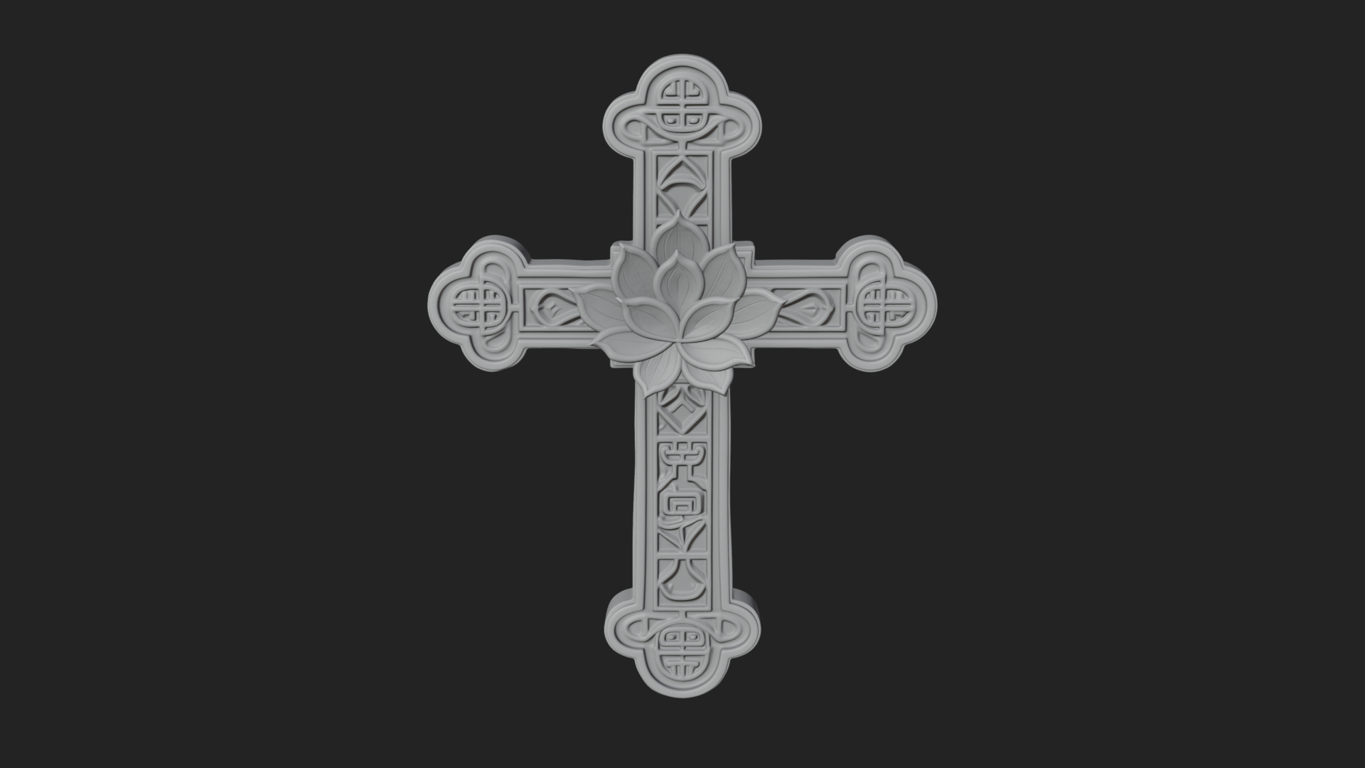 Carved Relief Wall Cross Design 544 3D Print Model 3D Model