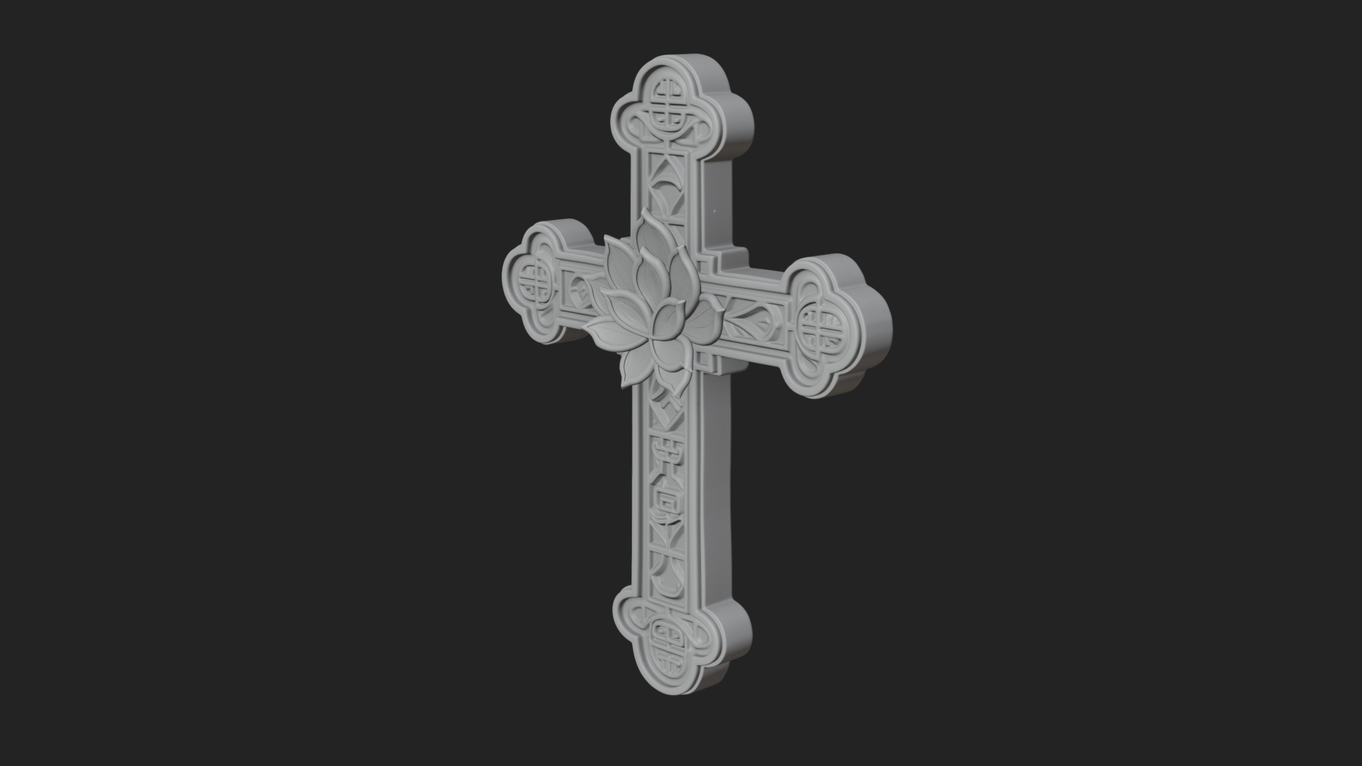 Carved Relief Wall Cross Design 544 3D Print Model 3D Model