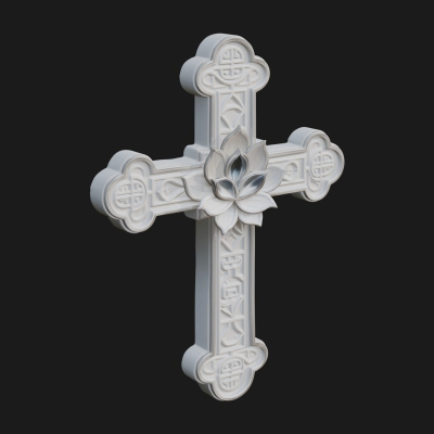 Carved Relief Wall Cross Design 544 3D Print Model