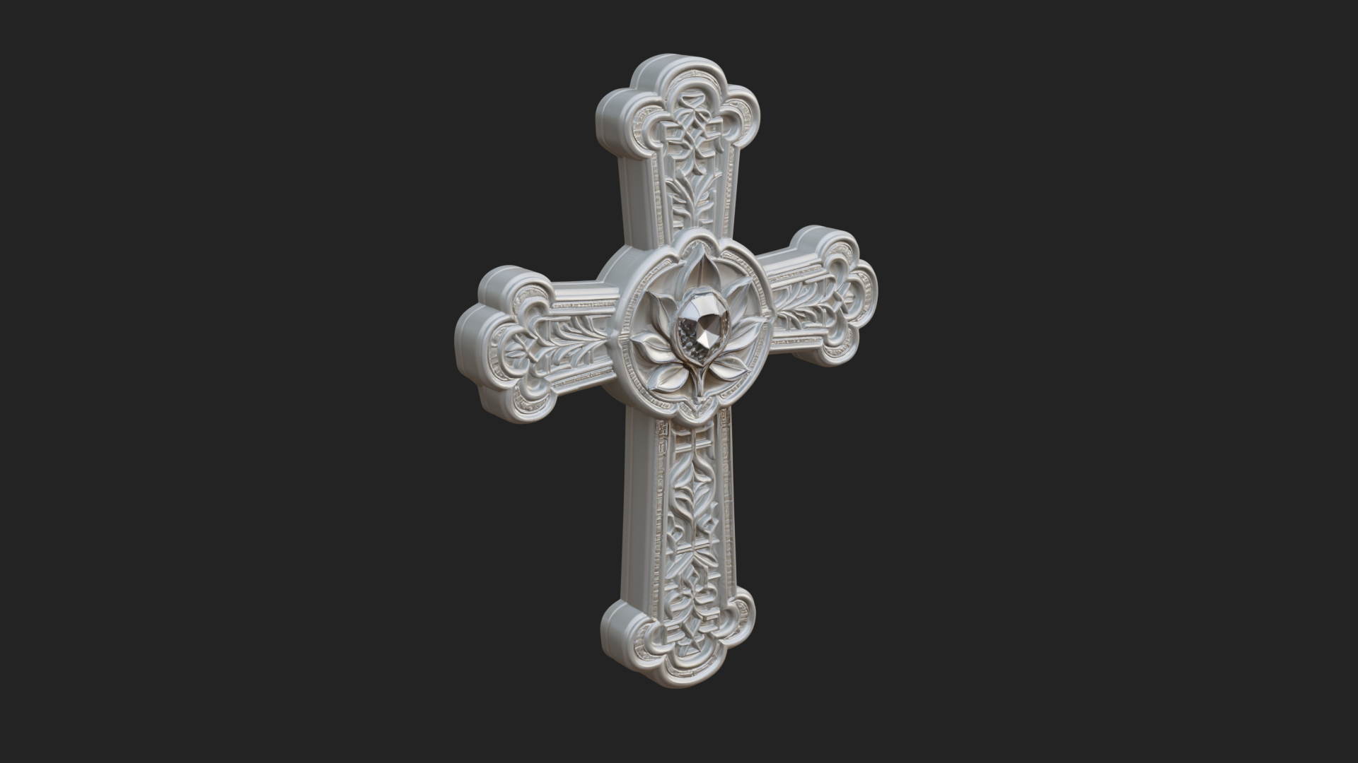Carved Relief Wall Cross Design 545 3D Print Model 3D Model