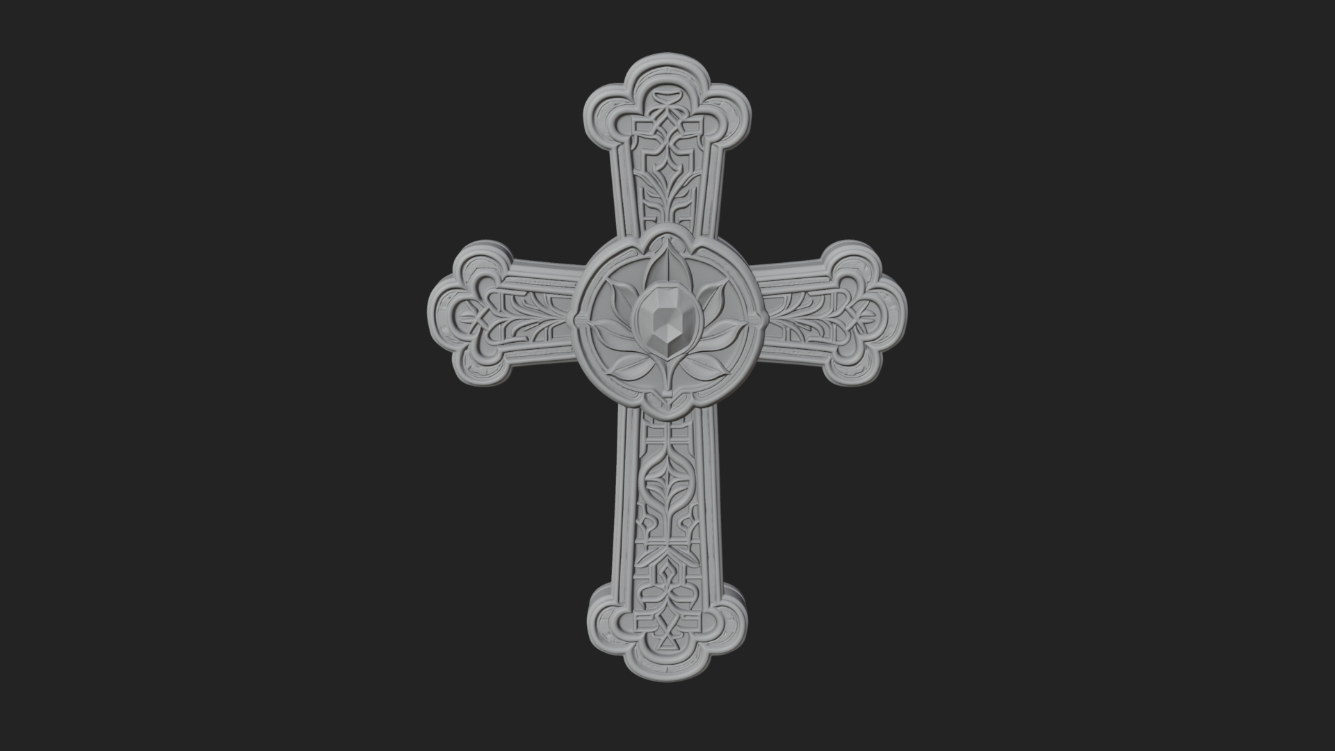 Carved Relief Wall Cross Design 545 3D Print Model 3D Model