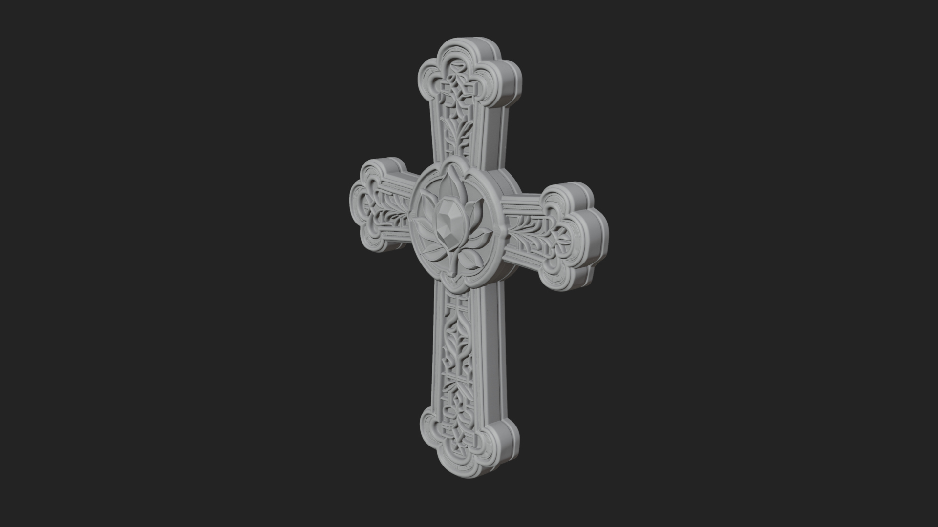 Carved Relief Wall Cross Design 545 3D Print Model 3D Model