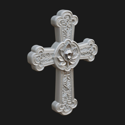 Carved Relief Wall Cross Design 545 3D Print Model