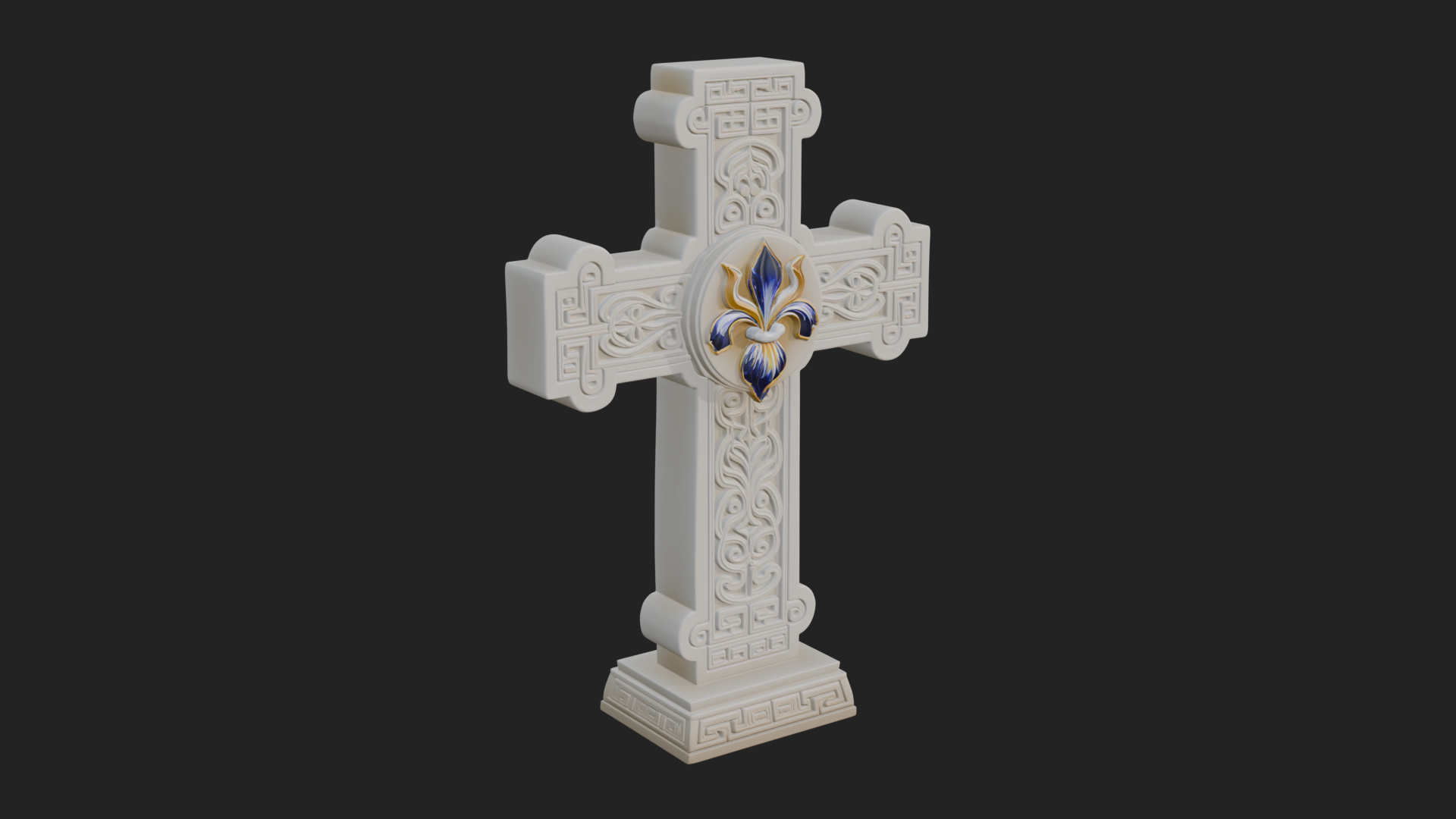 Carved Relief Wall Cross Design 546 3D Print Model 3D Model