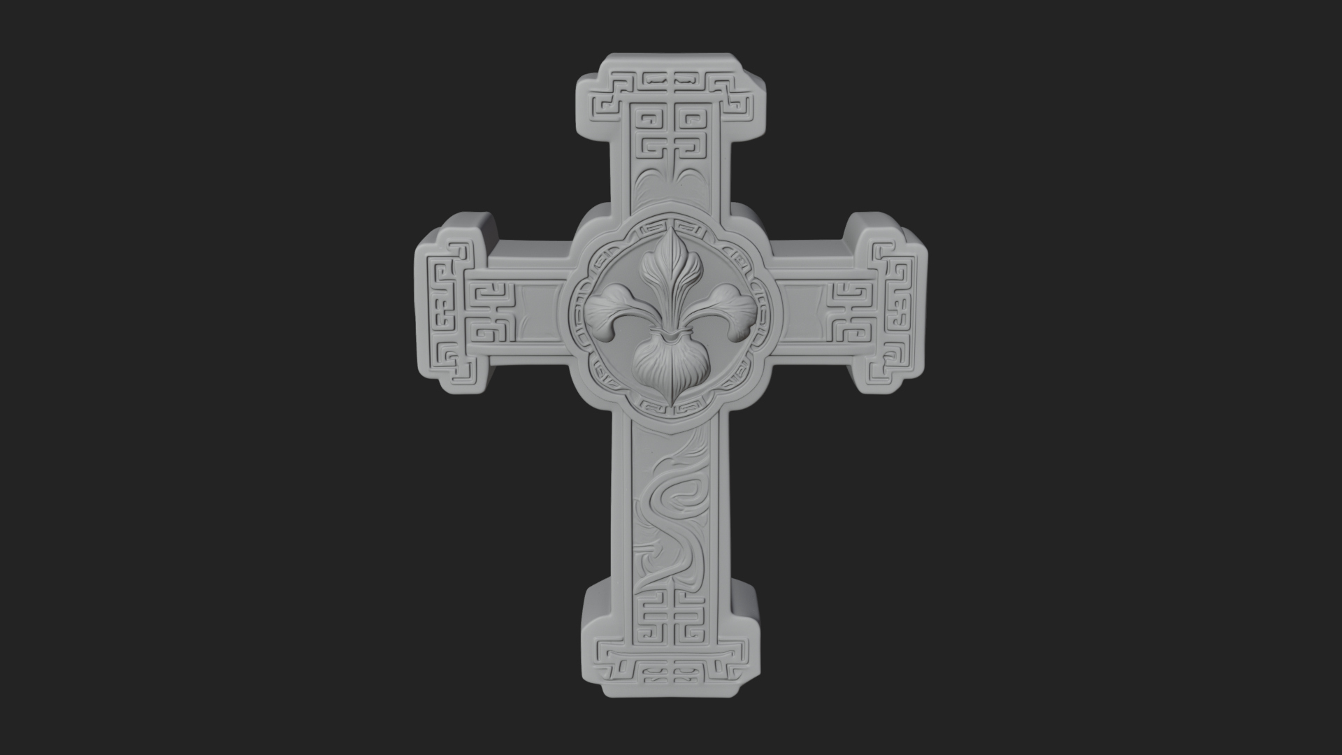 Carved Relief Wall Cross Design 549 3D Print Model 3D Model