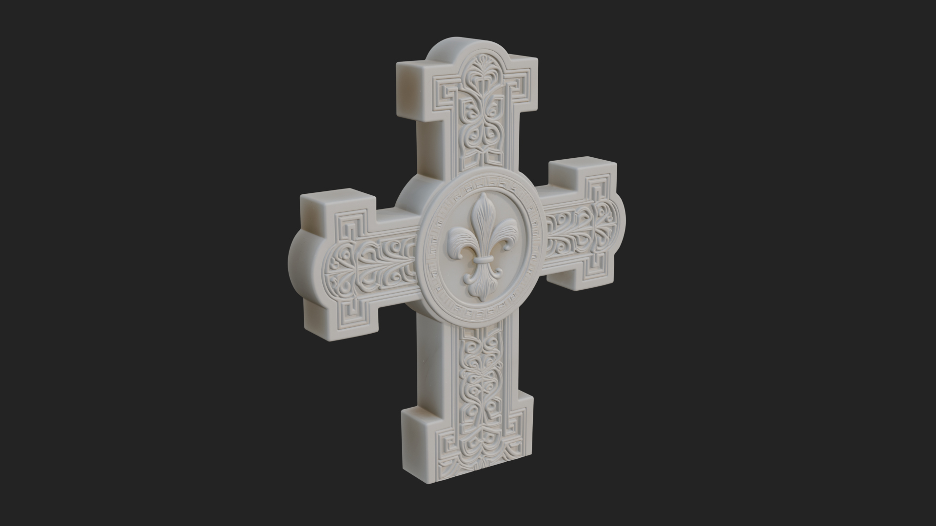 Carved Relief Wall Cross Design 55 3D Print Model 3D Model