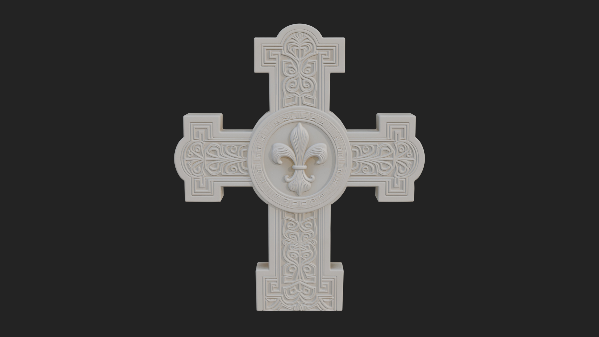 Carved Relief Wall Cross Design 55 3D Print Model 3D Model