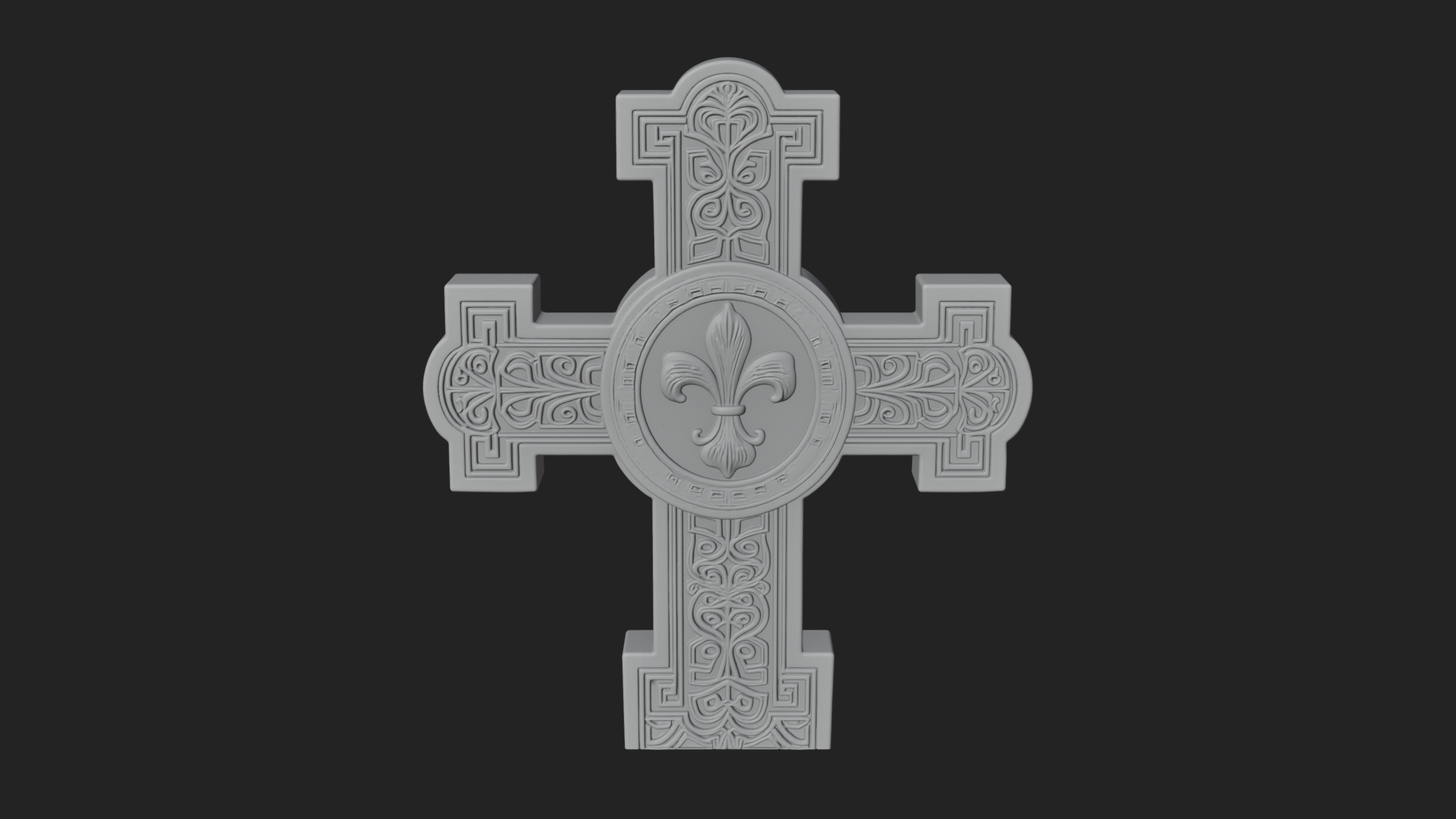 Carved Relief Wall Cross Design 55 3D Print Model 3D Model