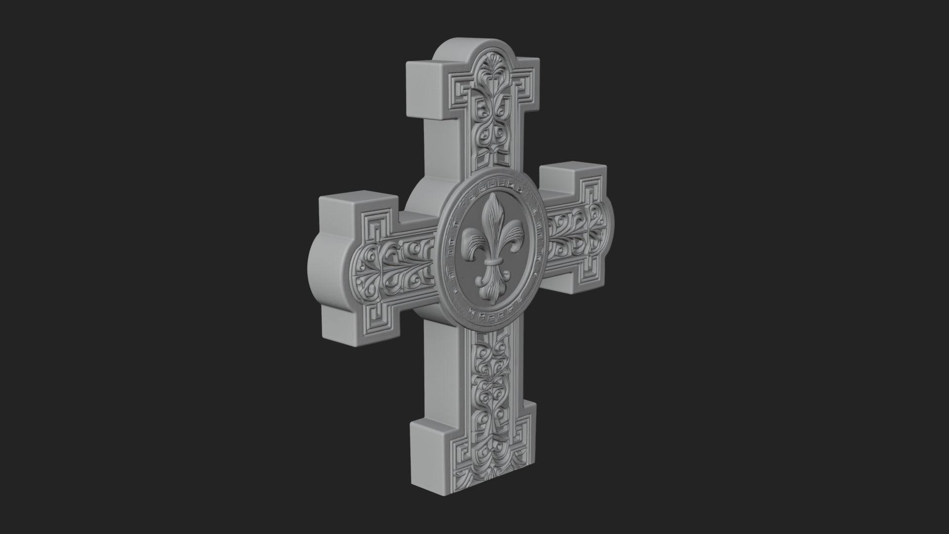 Carved Relief Wall Cross Design 55 3D Print Model 3D Model