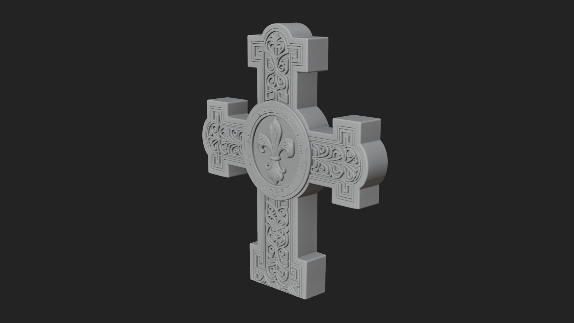 Carved Relief Wall Cross Design 55 3D Print Model 3D Model