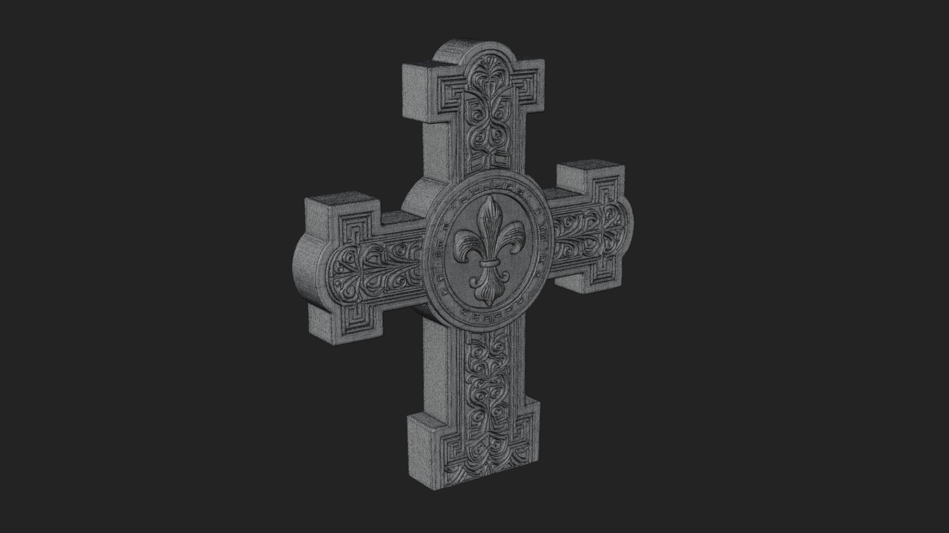 Carved Relief Wall Cross Design 55 3D Print Model 3D Model