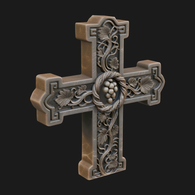Carved Relief Wall Cross Design 550 3D Print Model
