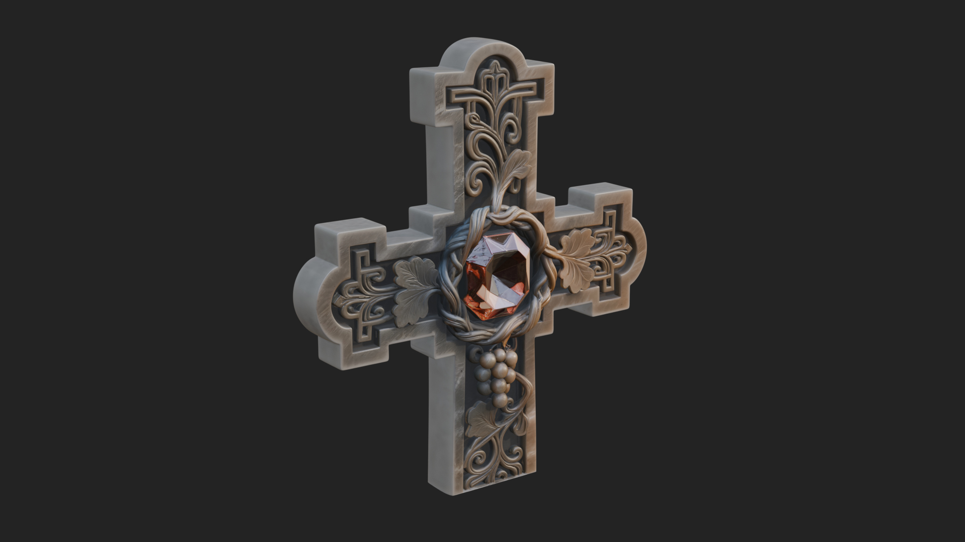 Carved Relief Wall Cross Design 553 3D Print Model 3D Model