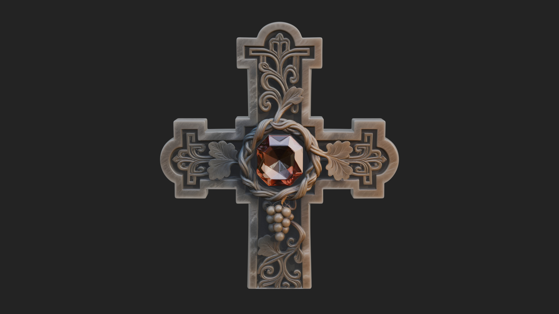 Carved Relief Wall Cross Design 553 3D Print Model 3D Model